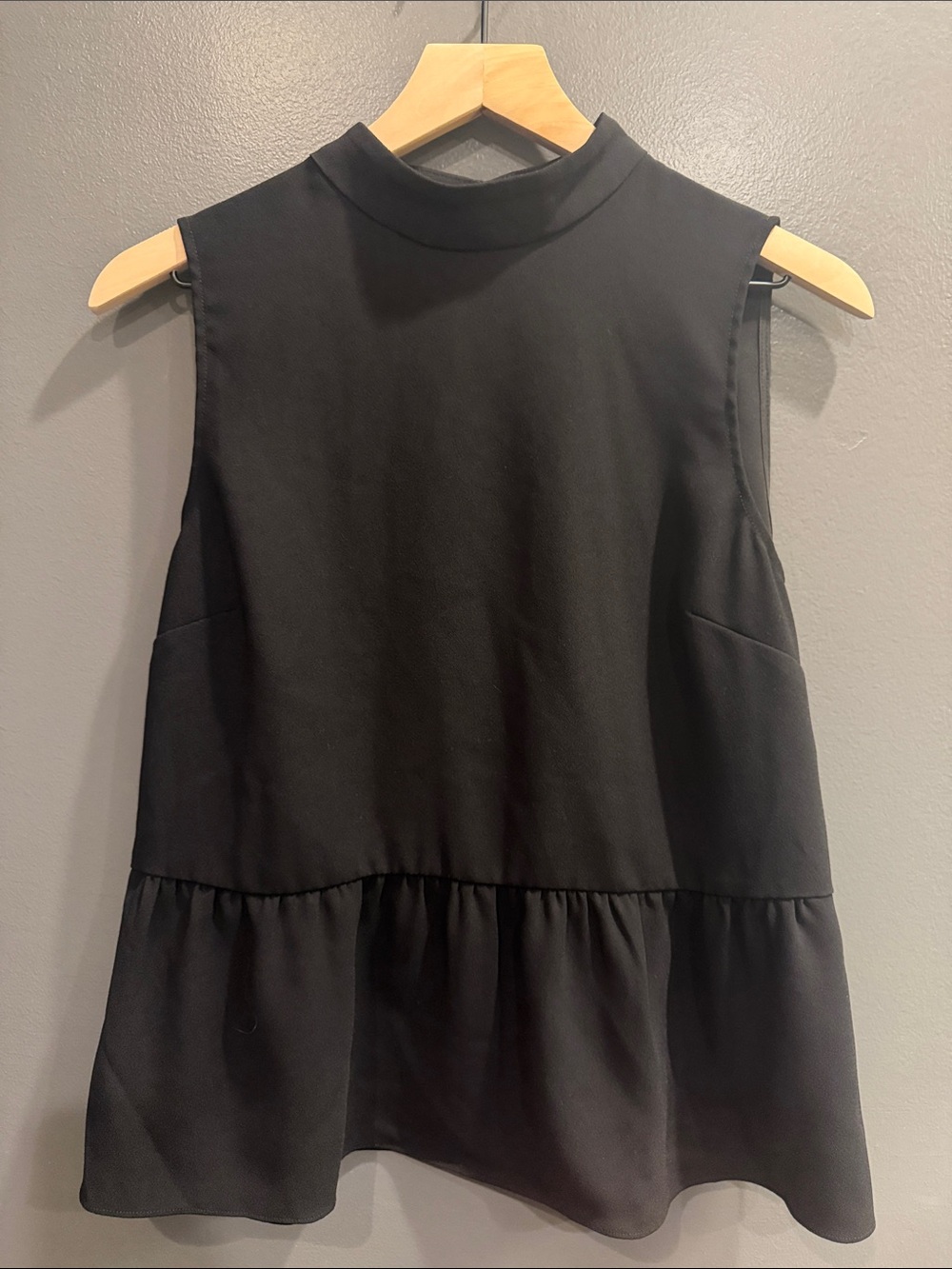 J. Crew Black Sleeveless Peplum Mock Neck Camisole Top